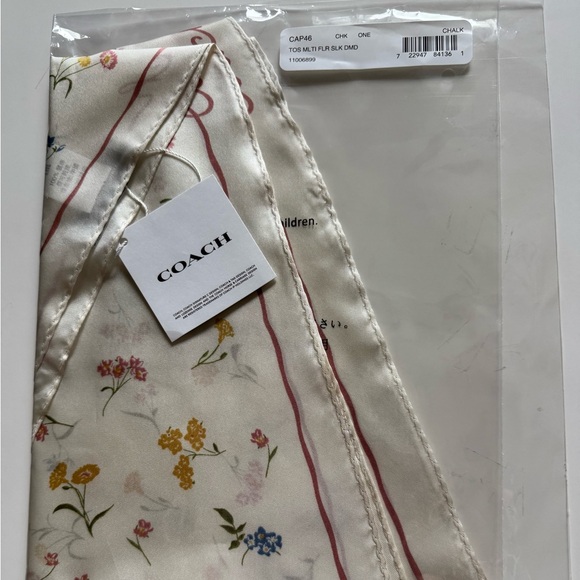 Coach Accessories - Coach Tossed Floral Print Silk Diamond Scarf